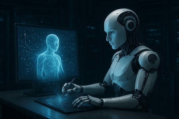 ▲AI가 생성한 ‘AI가 AI를 만들고 있는 장면’. ⓒ챗GPT-5